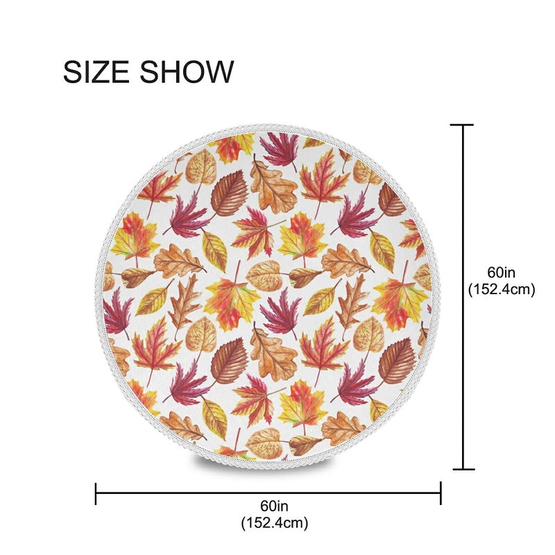 Kcldeci Autumn Fall Round Tablecloth Washable Polyester Table Cloth Fall Maple Leaf Pumpkin Decorative Table Cover for Wedding Party Dining Banquet Indoor and Outdoor Use - Image 4