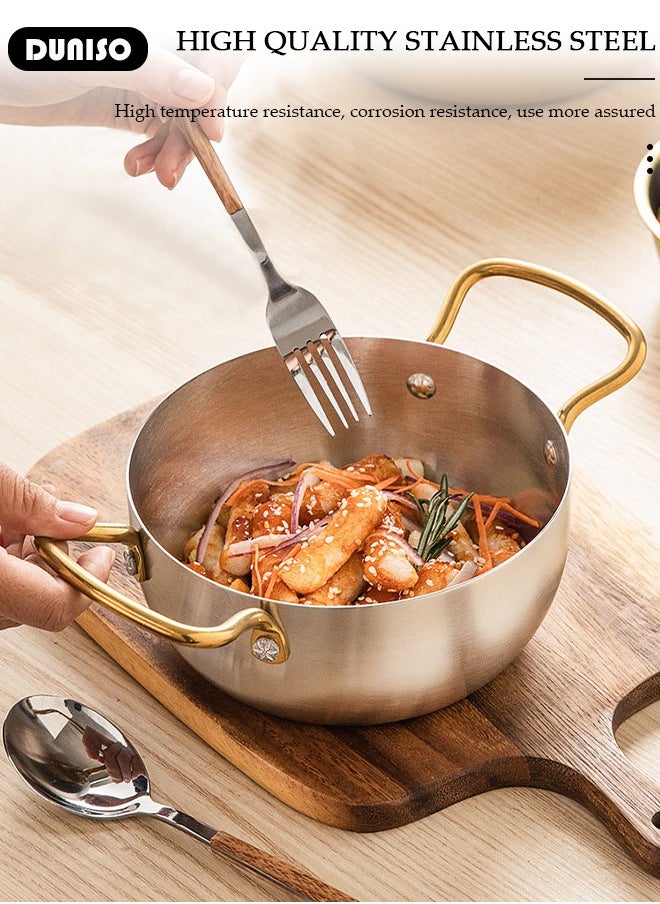 DUNISO Stainless Steel Stockpot,Paella Pan with Two Handles, Even Heat Transfer, Strong Stainless Steel Pan for Cooking Seafood,Versatile Cookware Perfect for Simmering, Boiling, Steaming for Every Kitchen  - Image 5