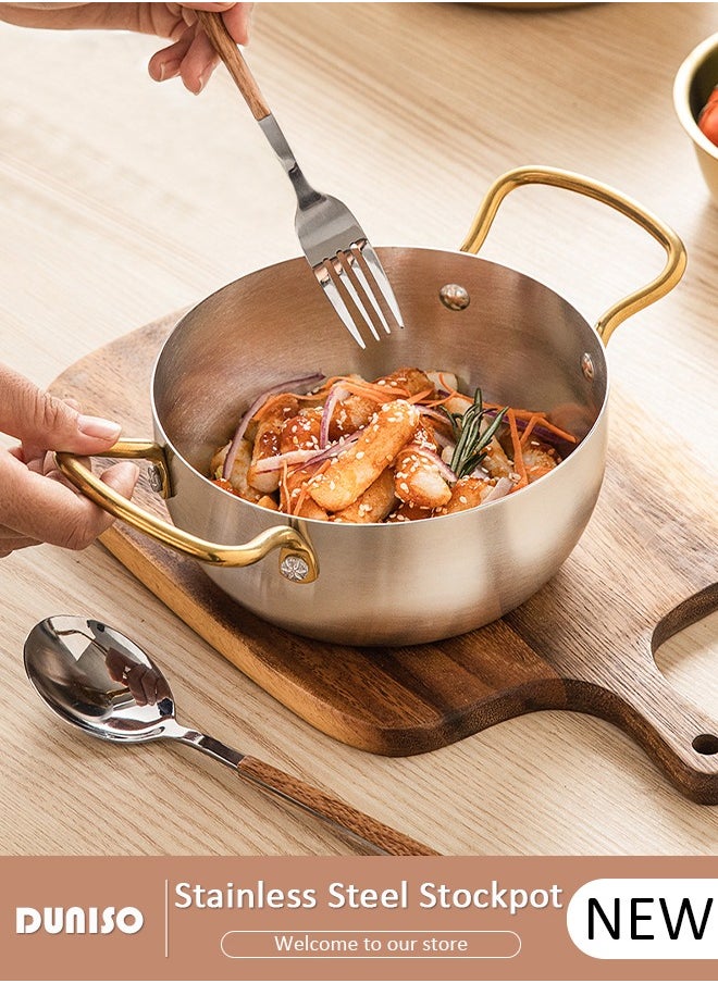 DUNISO Stainless Steel Stockpot,Paella Pan with Two Handles, Even Heat Transfer, Strong Stainless Steel Pan for Cooking Seafood,Versatile Cookware Perfect for Simmering, Boiling, Steaming for Every Kitchen  - Image 1