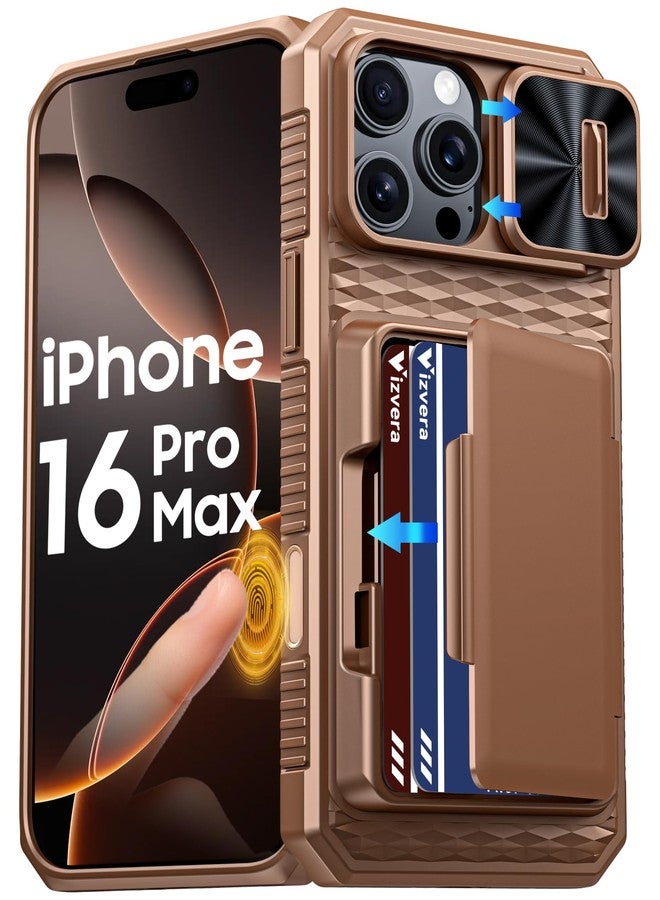 جراب Vizvera لهاتف iPhone 16 Pro Max، جراب محفظة بتقنية RFID [حامل بطاقات][تحكم بالكاميرا][غطاء للكاميرا]، جراب حماية سيليكوني متين مقاوم للصدمات لكامل الجسم لهاتف iPhone 16 Pro Max 6.9 بوصة (أزرق بحيري) - Image 1