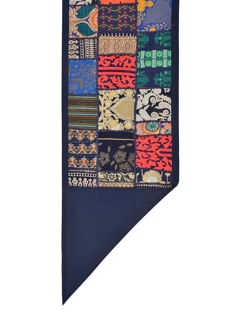 E - Ezra E Ezra Room Decor Cotton Patchwork Dining Table Runner with Mats Centre Table 4 6 Seater Long Runner Handmade 72 Inch Navy Blue - Image 3