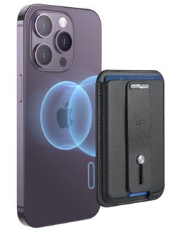 MagSafe IPhone Wallet with Secure-Grip Finger Loop Magnetic Wallet for iPhone 14/13/12 Series  3 Card Holder Vegan Leather Accessories Black