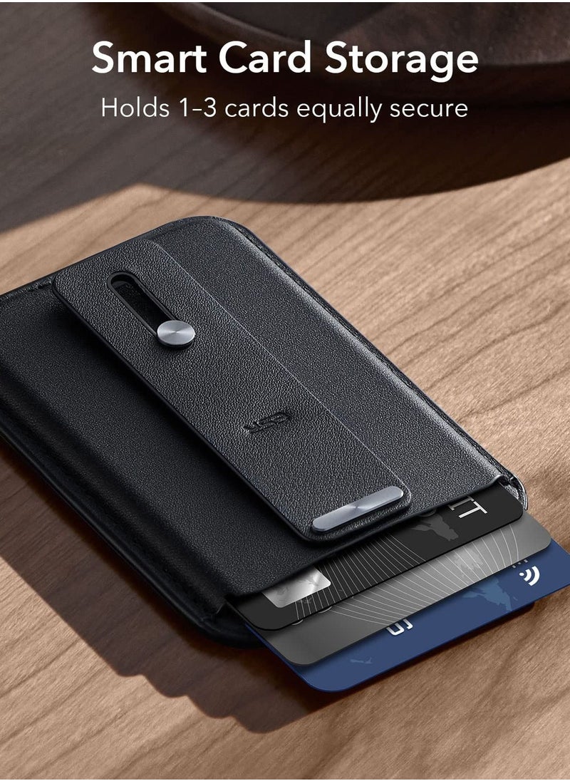 ESR - MagSafe IPhone Wallet with Secure-Grip Finger Loop Magnetic Wallet for iPhone 14/13/12 Series  3 Card Holder Vegan Leather Accessories Black - Image 1