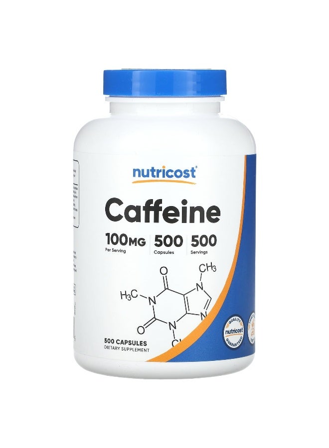Nutricost نوتريكوست، كافيين، 100 ملغ، 500 كبسولة - Image 1