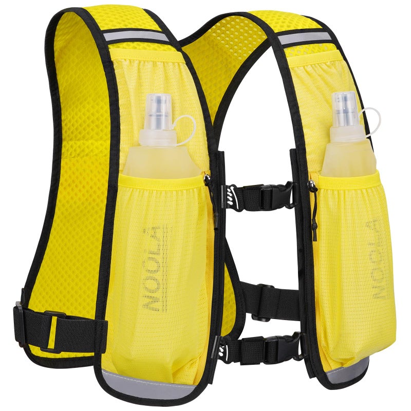 NOOLA Running Vest with Dual 500ml Soft Flask Lightweight Hydration Vest for Women Men Water Backpack with Adjustable Straps Running Hydration Pack for Trail Marathon Race Jogging Cycling Yellow - Image 2