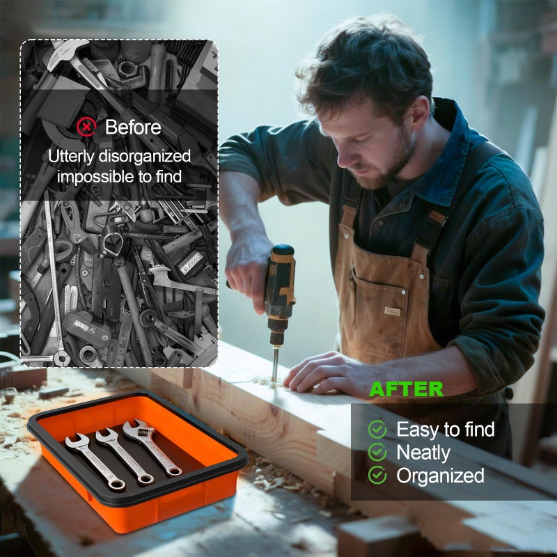 Buhobha Foldable Magnetic Parts Organizer: 3 Heavy-Duty Foldable Trays, Bolts, Nuts, Washers & Small Metal Tools - Image 5