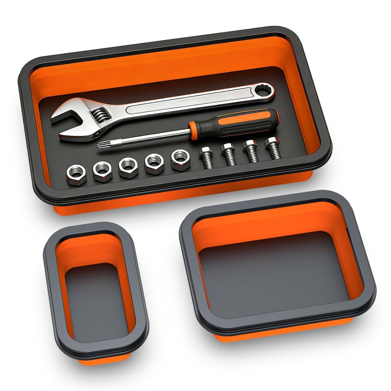 Buhobha Foldable Magnetic Parts Organizer: 3 Heavy-Duty Foldable Trays, Bolts, Nuts, Washers & Small Metal Tools - Image 1