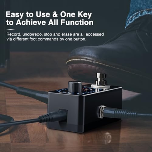 LEKATO Looper Guitar Pedal Guitar Loop Pedal Tuner Pedal 9 Loops 40 Minutes Record Time Unlimited Overdubs for Electric Guitar Bass (Black) - Image 5