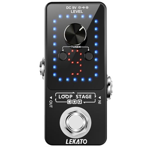 LEKATO Looper Guitar Pedal Guitar Loop Pedal Tuner Pedal 9 Loops 40 Minutes Record Time Unlimited Overdubs for Electric Guitar Bass (Black) - Image 1
