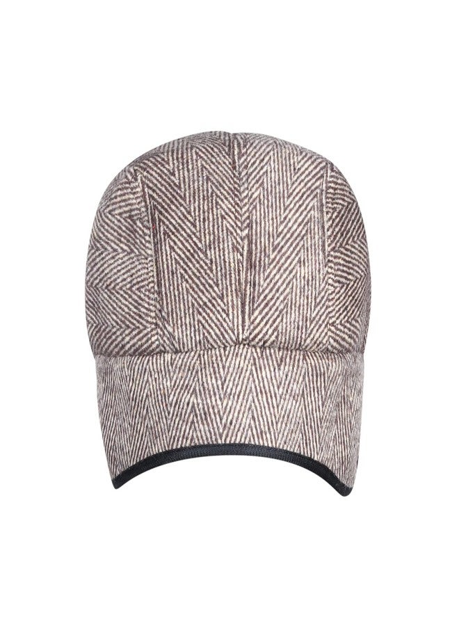 Zacharias Men's Striped Woolen Golf Cap with Earmuff (Pack of 1) (EG-03_Brown_Free Size) - Image 3