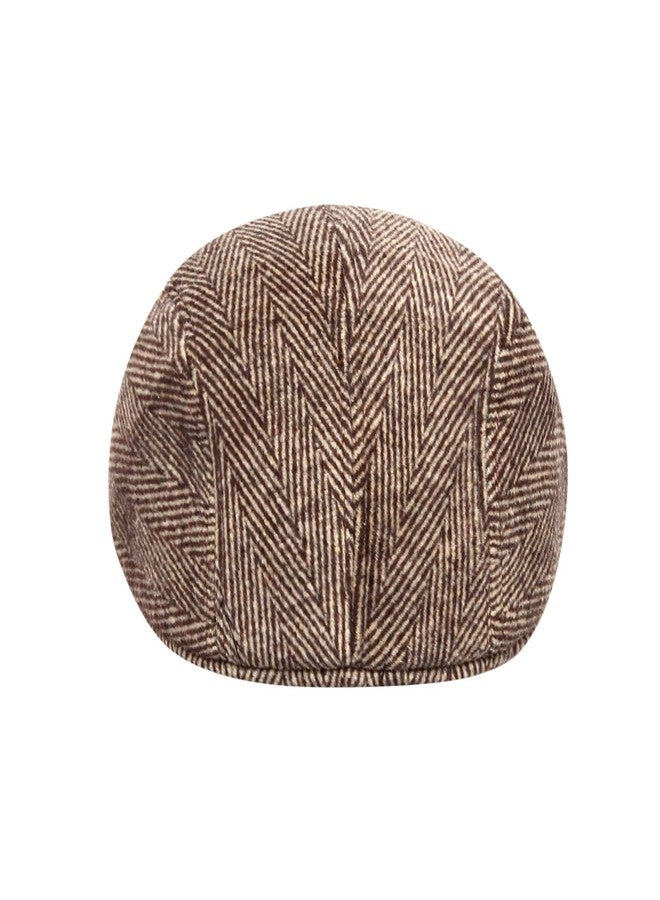 Zacharias Men's Striped Woolen Golf Cap with Earmuff (Pack of 1) (EG-03_Brown_Free Size) - Image 4