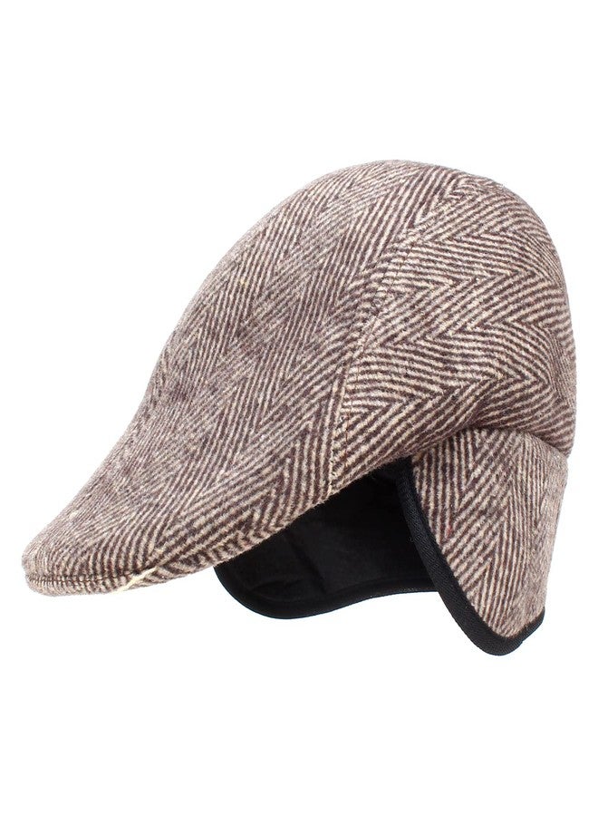 Zacharias Men's Striped Woolen Golf Cap with Earmuff (Pack of 1) (EG-03_Brown_Free Size) - Image 2