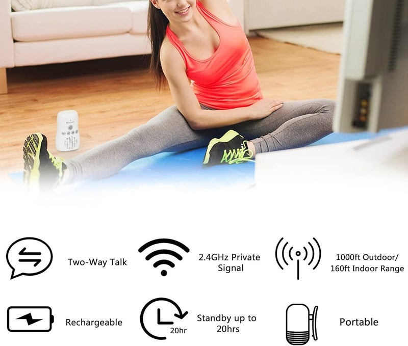 ciciglow DM221 Audio Baby Monitor 1000ft Range Vibrating Sound Alert Talk Back Intercom Night Light Noise Detection Two Way Intercom Point to Point US - Image 2