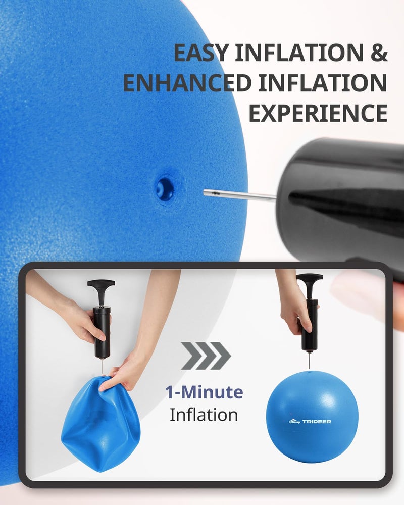 Trideer Pilates Ball 7-8 in with Pump, Small Exercise Therapy Ball for Yoga, Barre, Core Strength, AB Workouts, Physical Therapy - Image 2