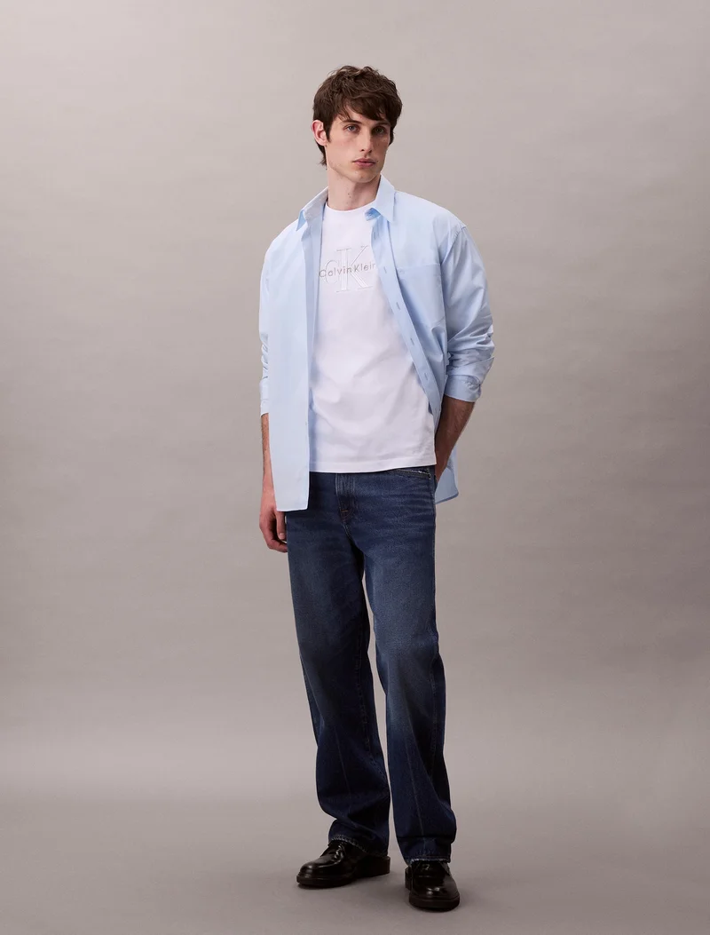 Calvin Klein Jeans Brilliant White Relaxed Monogram T-shirt for Men | Best Price UAE