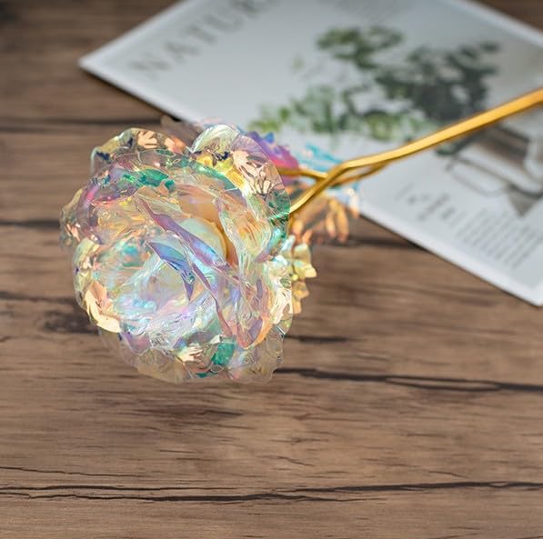 Warmtree 18 Pcs Galaxy Rose Colorful Rainbow Artificial Flowers Crystal Flower Best Gifts for Mother's Day Thanksgiving Valentine's Day Girl's Birthday Party - Image 3