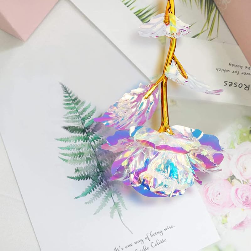 Warmtree 18 Pcs Galaxy Rose Colorful Rainbow Artificial Flowers Crystal Flower Best Gifts for Mother's Day Thanksgiving Valentine's Day Girl's Birthday Party - Image 2