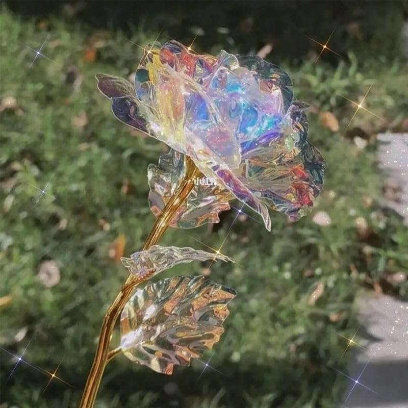 Warmtree 18 Pcs Galaxy Rose Colorful Rainbow Artificial Flowers Crystal Flower Best Gifts for Mother's Day Thanksgiving Valentine's Day Girl's Birthday Party - Image 5