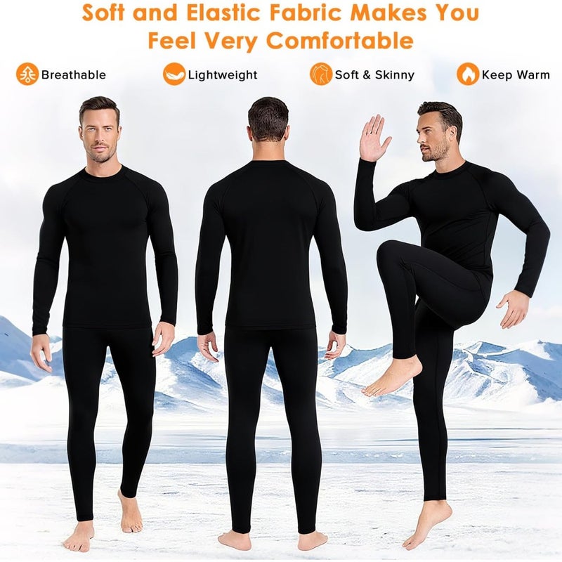Men's Thermal Underwear Set, Necomi Long Johns Thermal Set with Fleece Lined Base Layer Cold Weather Thickened Long Sleeve Top Bottom for Indoor, Hiking, Outdoor Sports - Image 3