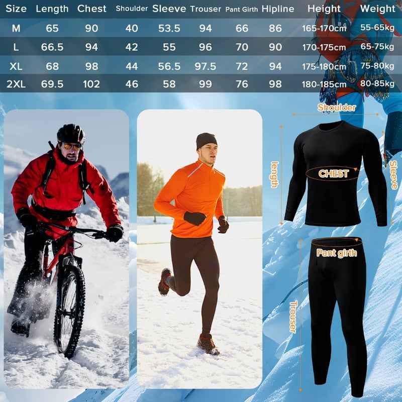 Men's Thermal Underwear Set, Necomi Long Johns Thermal Set with Fleece Lined Base Layer Cold Weather Thickened Long Sleeve Top Bottom for Indoor, Hiking, Outdoor Sports - Image 4