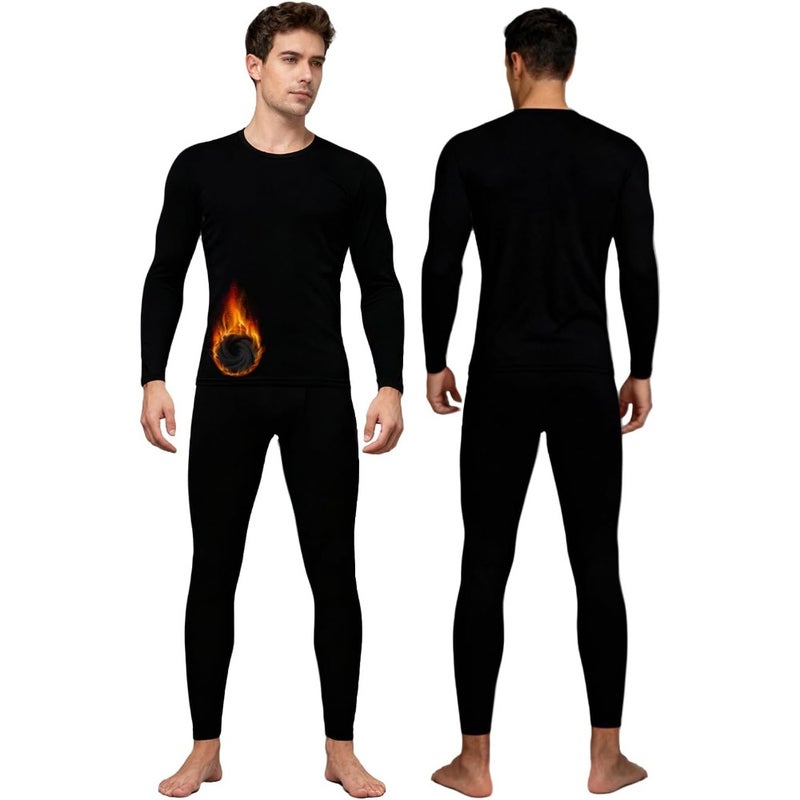 Men's Thermal Underwear Set, Necomi Long Johns Thermal Set with Fleece Lined Base Layer Cold Weather Thickened Long Sleeve Top Bottom for Indoor, Hiking, Outdoor Sports - Image 1