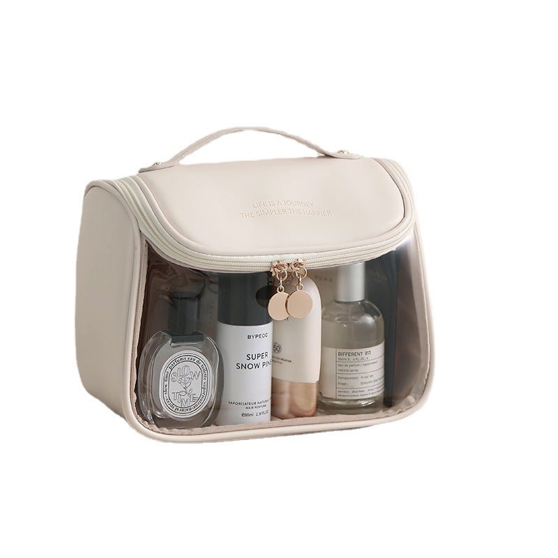 PVC Transparent Cosmetic Bag with Handle, Travel Toiletry Organizer, Large Capacity & Hanging - Image 5