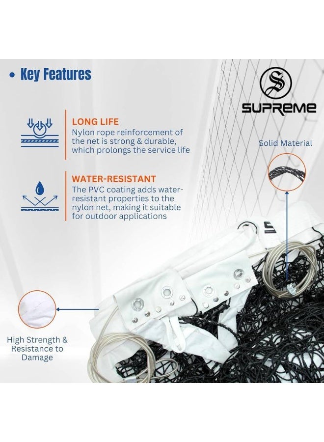 SUPREME Supreme Volleyball Net Nylon(Thick) With Iron Wire(Tournament Quality)Pack Of 1. Volleyball Net  (Black, White) - Image 2