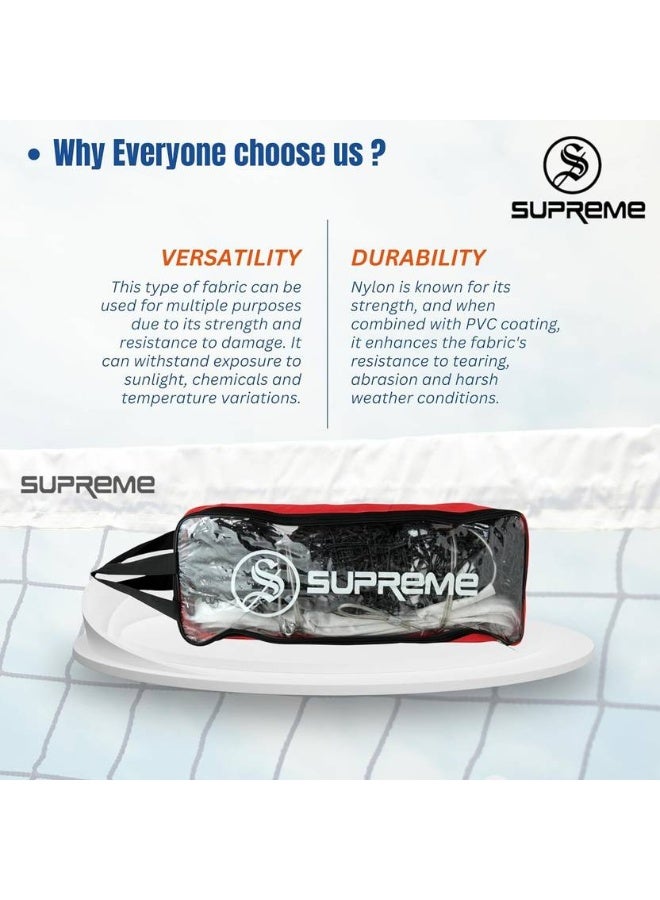 SUPREME Supreme Volleyball Net Nylon(Thick) With Iron Wire(Tournament Quality)Pack Of 1. Volleyball Net  (Black, White) - Image 5