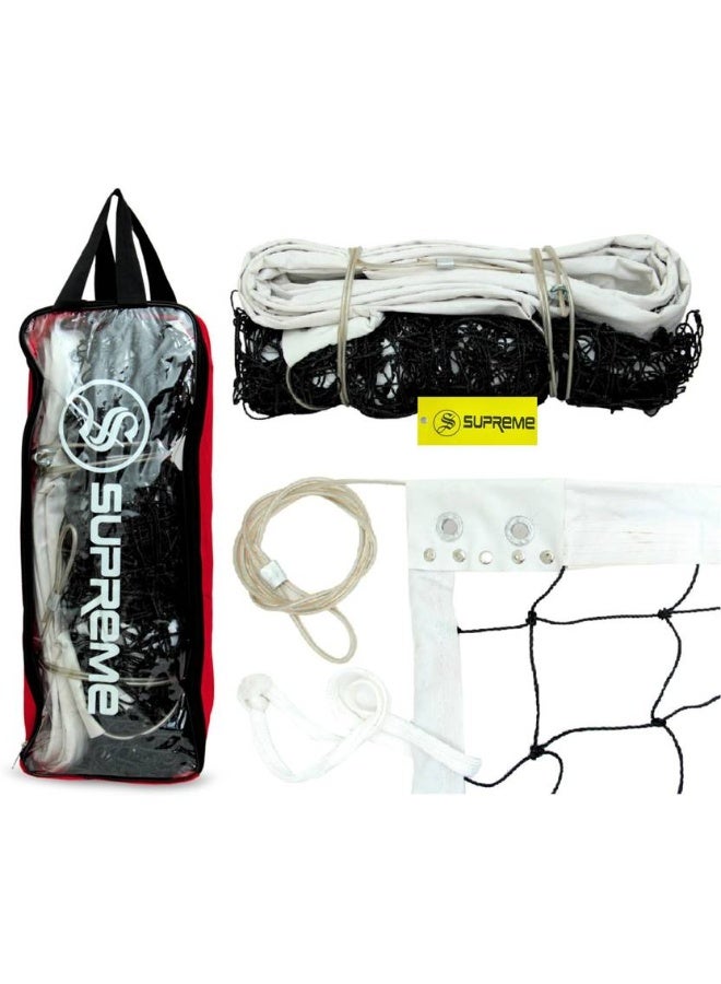 SUPREME Supreme Volleyball Net Nylon(Thick) With Iron Wire(Tournament Quality)Pack Of 1. Volleyball Net  (Black, White) - Image 1