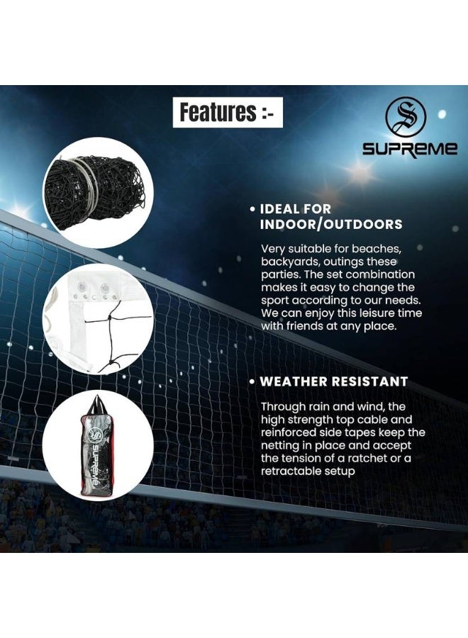 SUPREME Supreme Volleyball Net Nylon(Thick) With Iron Wire(Tournament Quality)Pack Of 1. Volleyball Net  (Black, White) - Image 3