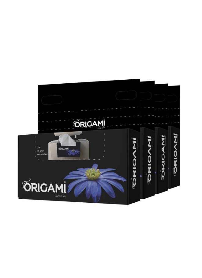 Origami 2 Ply Car Tissue Box | Facial Tissue - Pack Of 4 (100 Pulls Per Box, 400 Sheets)  - Image 1