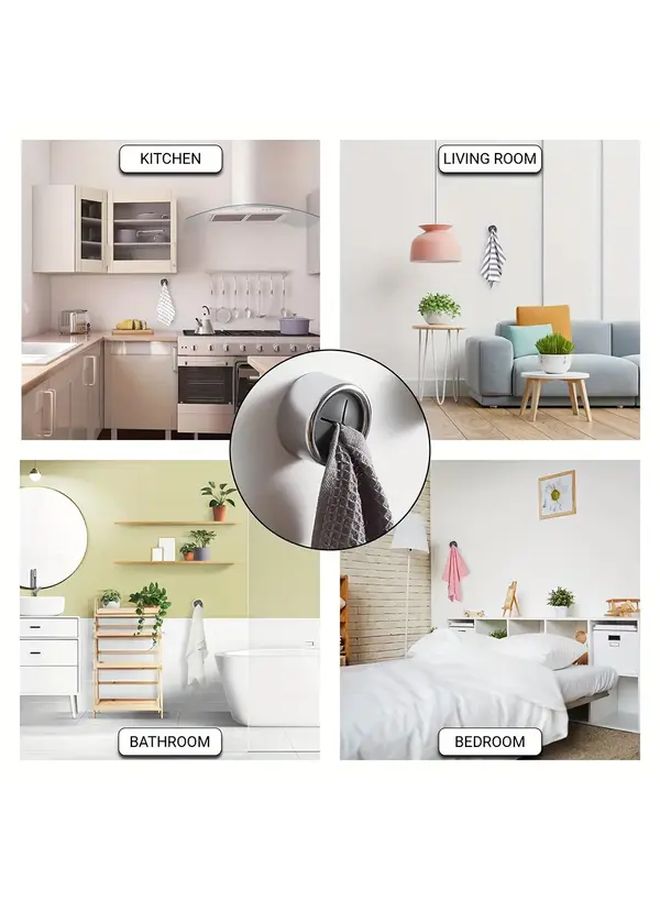 1pc Plastic Circular Wall Mount Bathroom Towel Storage Hook Self Adhesive Holder - Image 5