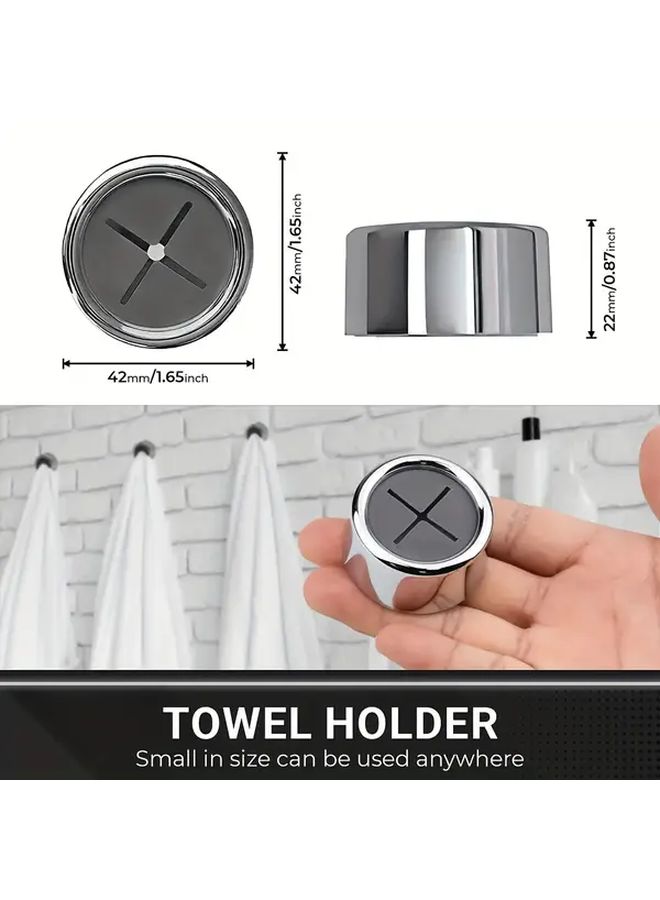 1pc Plastic Circular Wall Mount Bathroom Towel Storage Hook Self Adhesive Holder - Image 3