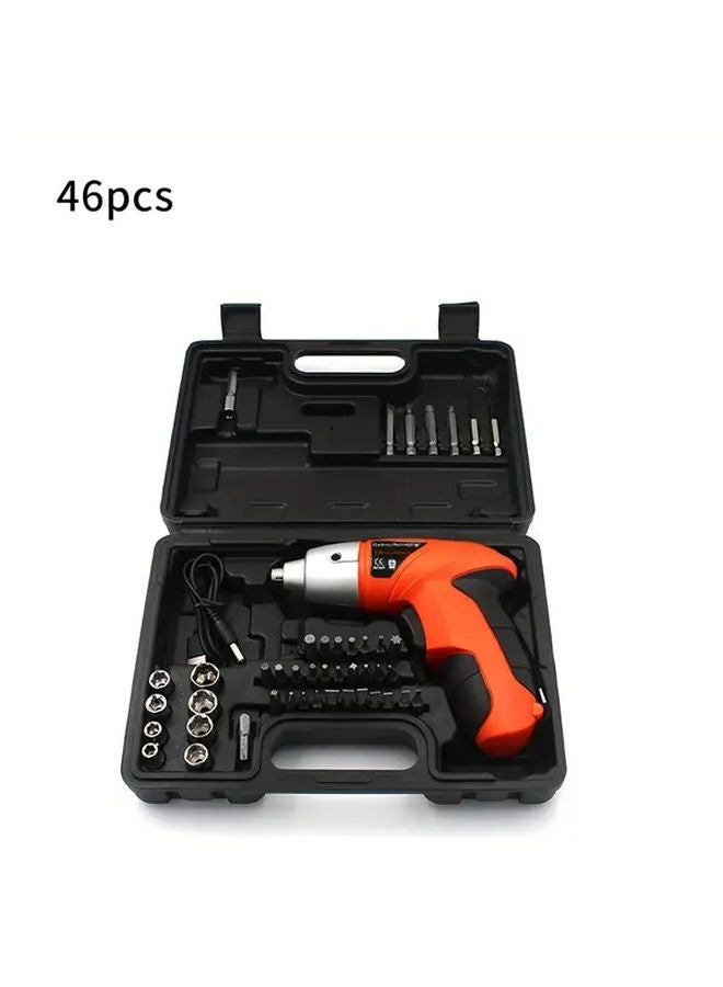 46 قطعة مجموعة مفك براغي كهربائي لاسلكي قابلة لإعادة الشحن مع ضوء LED لصيانة المنزل - Image 1