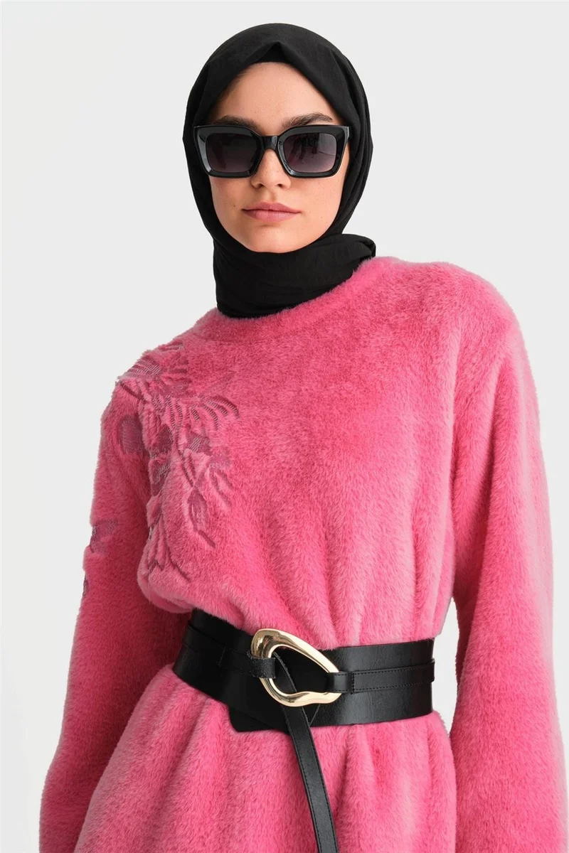 ARMINE Embroidered Detailed Plush Tunic 24K4304 Pink