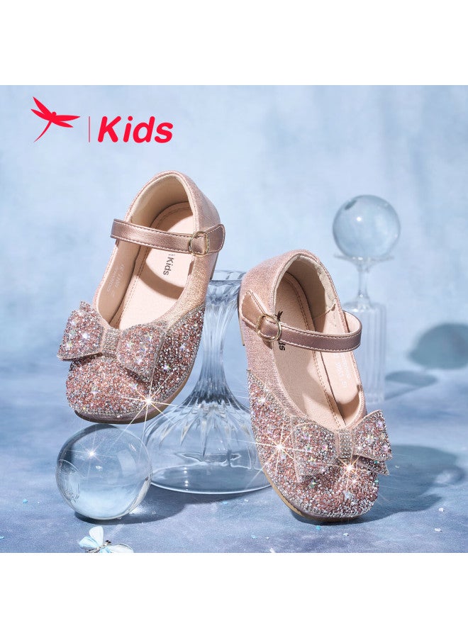 Red Dragonfly Kids Spring Summer Girls Crystal Elsa Princess Performance Leather Shoes Q53bd043 Gold Size 30 - Image 1