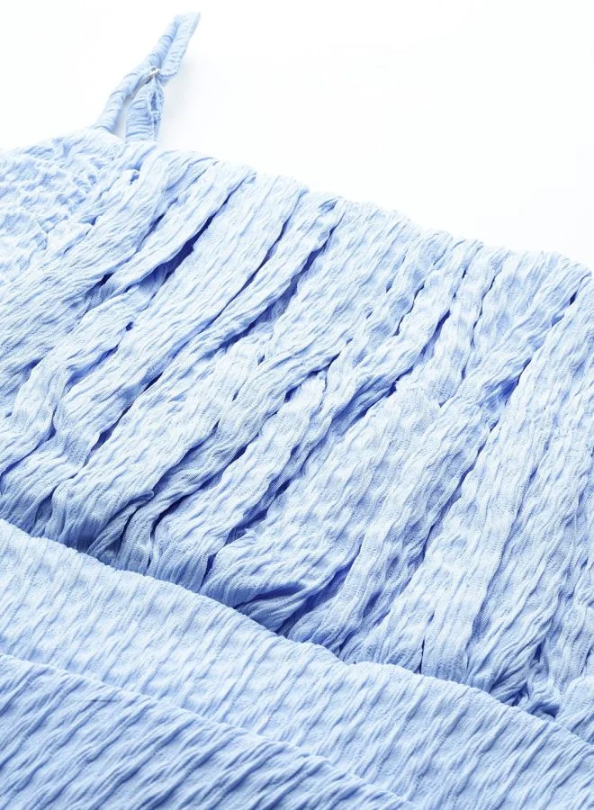 Freehand  Women Regular Fit Textured Tie-up Neck Sleeveless Gathered Dress for Women | Best Price UAE