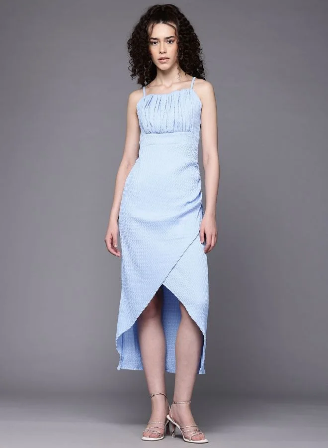 Freehand  Women Regular Fit Textured Tie-up Neck Sleeveless Gathered Dress for Women | Best Price UAE