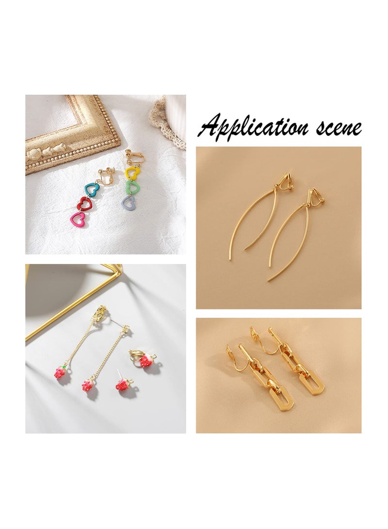 SOLARAE Earring Findings, Brass Clip-on Earring Findings, 60Pcs Flat Head Triangle Ear Clip Accessories, Painless Ear Clip, Golden and Stainless Steel Color Silver Color DIY Creative Gifts, About 12mm Long - Image 5