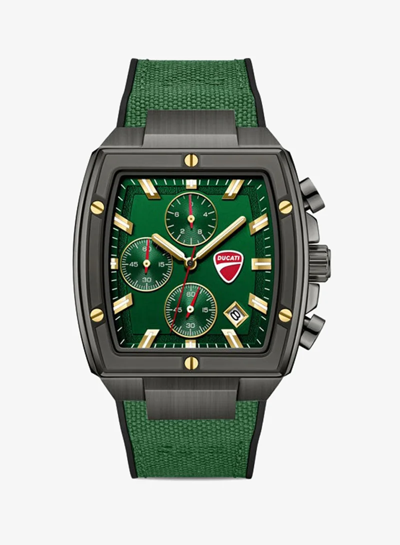 دوكاتي Voyage Green Dial, Silicone-Nylon Strap, Chronograph Watch for Men, 41mm