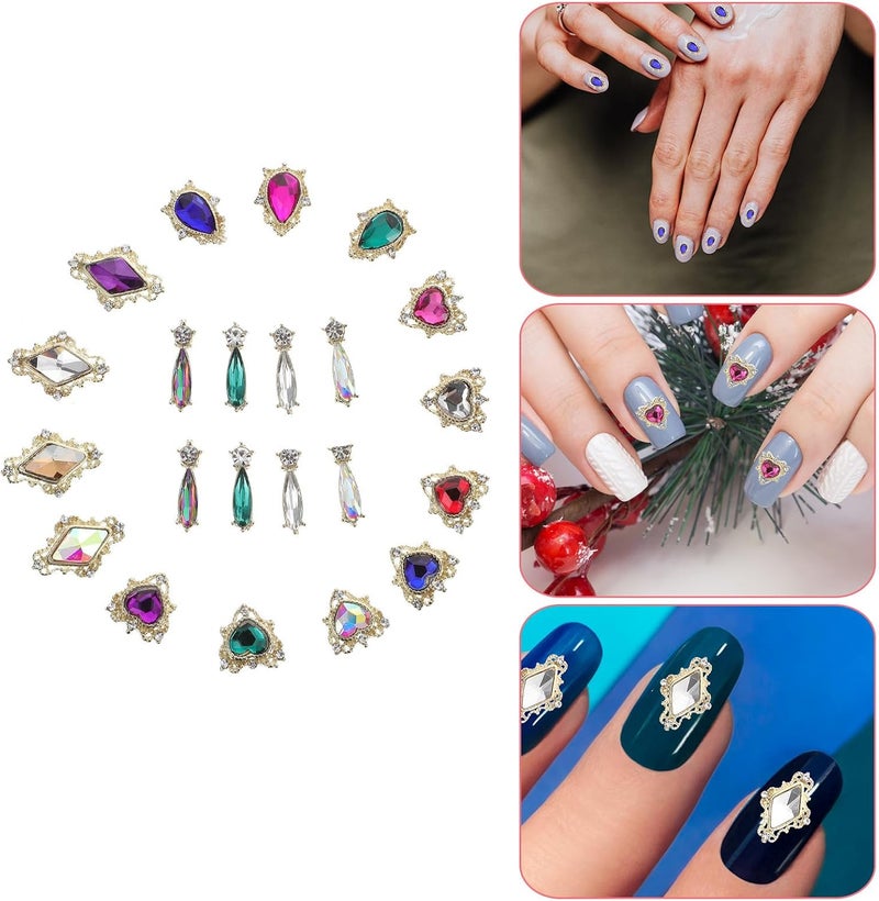 54pcs Alloy Glass Rhinestones Nail Charms Flat Bottom Nail Ornaments DIY for Women Manicure Design - Image 5