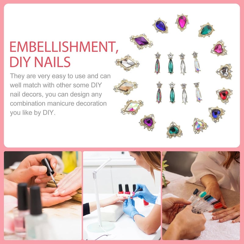 54pcs Alloy Glass Rhinestones Nail Charms Flat Bottom Nail Ornaments DIY for Women Manicure Design - Image 2