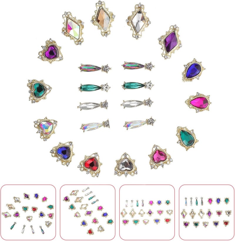 54pcs Alloy Glass Rhinestones Nail Charms Flat Bottom Nail Ornaments DIY for Women Manicure Design - Image 3