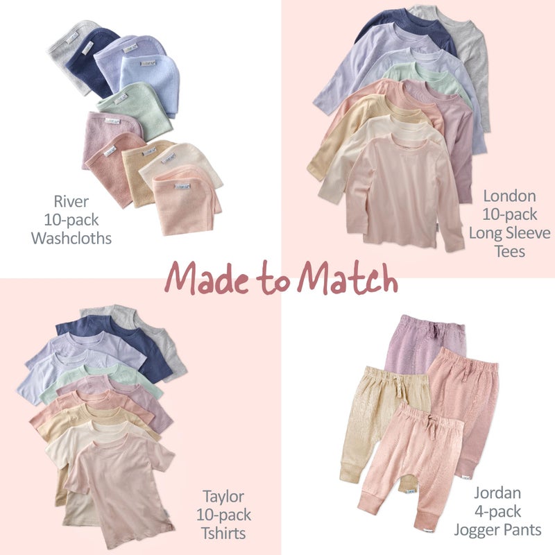Butterblu London 10-Pack Long Sleeve T-Shirtsâ€‹ 100% Organic for Boys & Girls, Sorbet Frost Rainbow, 2T - Image 2