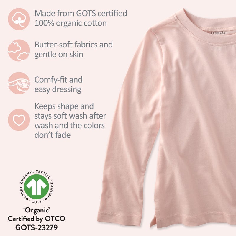 Butterblu London 10-Pack Long Sleeve T-Shirtsâ€‹ 100% Organic for Boys & Girls, Sorbet Frost Rainbow, 2T - Image 3