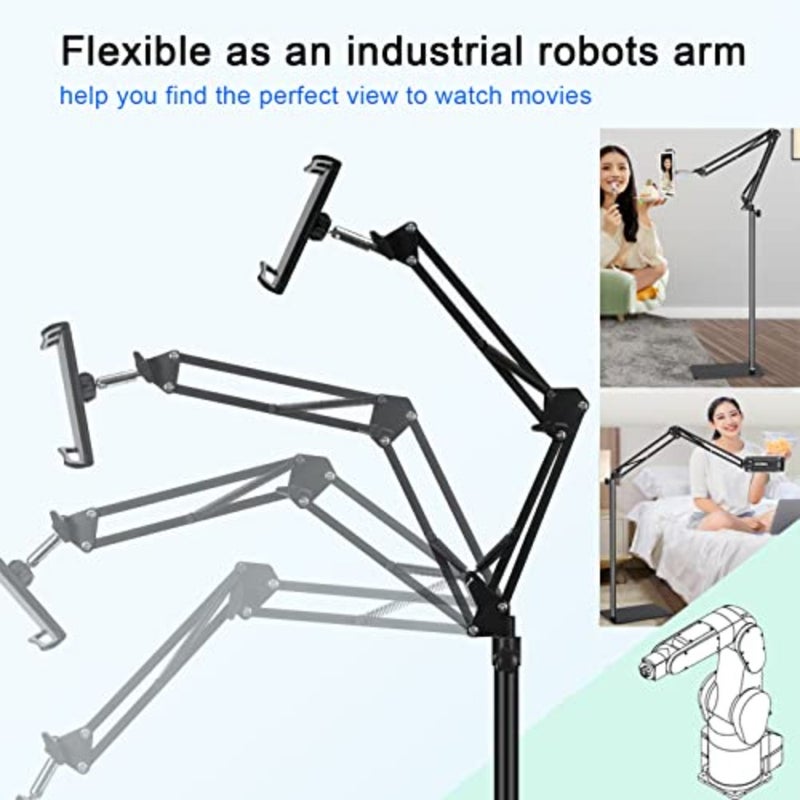 Tablet Floor Stand with 6LB Weight, Overhead Bed phone Stand Angle Height Adjustable Arm Stretchable Stand Holder, Compatible with iPhone iPad Mini Air Pro, Galaxy Tab, Kindle, E-Readers, all Phones - Image 4