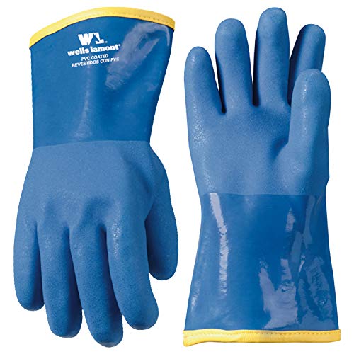 Wells Lamont 12" Lined PVC Chemical Resistant Gloves, One Size 194, Blue Winter - Image 1