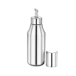 QUMAZZ 1000 Ml Stainless Steel Oil Dispenser Bottle Dust Leak Proof Oil Can Oil Pourer Oil Pot Perfect for Kitchen Outdoor Cooking Oil Kitchen Container Silver Pack of 1 - Image 3