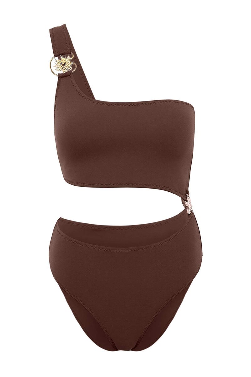 trendyol Brown One-Shoulder Sun Accessory Premium Cut Out Detailed Regular Mayokini Tbess25Ma00046 - Image 4