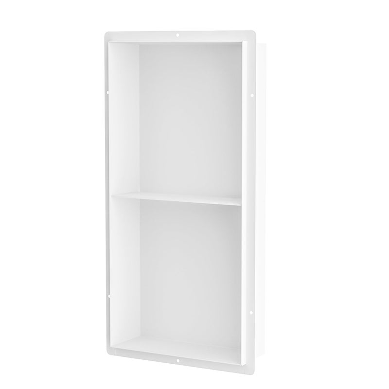 Neodrain 2-Tier 24X12Inch White Shower Niche, Rimless Bathroom Wall Niche Recessed Stainless Steel Waterproof Tile Ready Shower Cubby for Bathroom Storage Organizer - Image 2